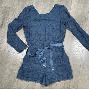 Juicy Couture Bardot Lace Romper In Deep Sea
Size 10 Belted w pockets